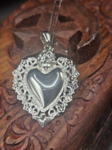 cuore sacro Santa muerte argento 925